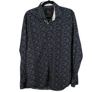 Klauss Boehler UK Stylish Men's Cotton Black White Patterned Button Down Shirt